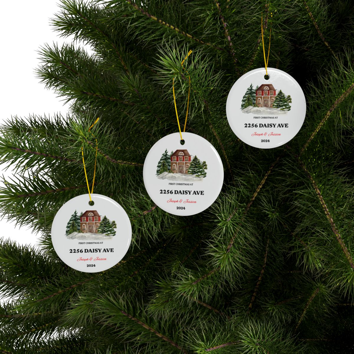 Personalized First Home Ceramic Ornaments, 2-Side Print, (1pc, 3pcs, 5pcs, 10pcs)