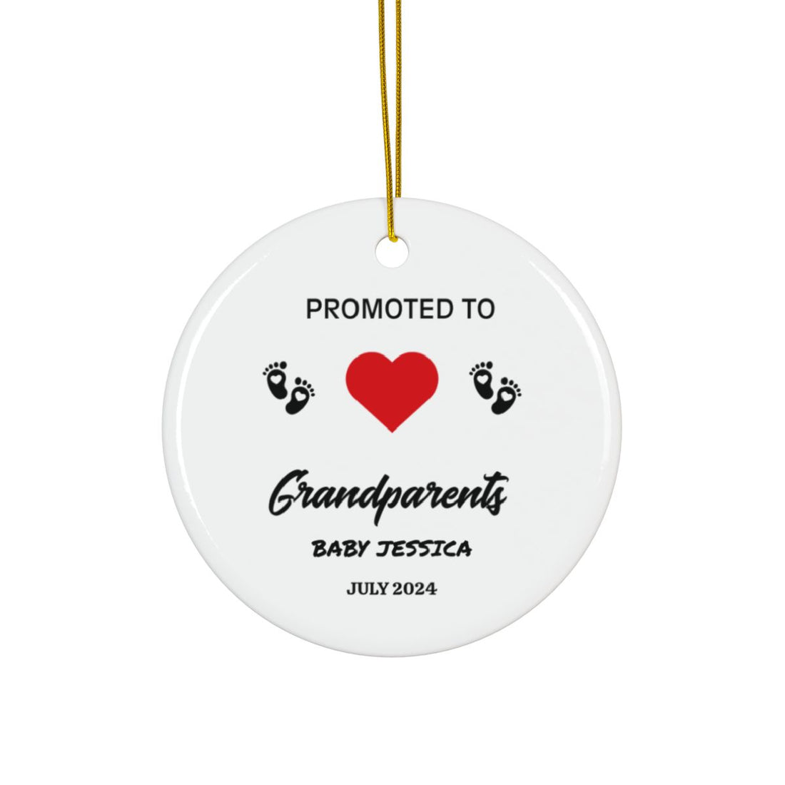 Personalized New Grandparent Ceramic Ornaments, 2-Side Print, (1pc, 3pcs, 5pcs, 10pcs)