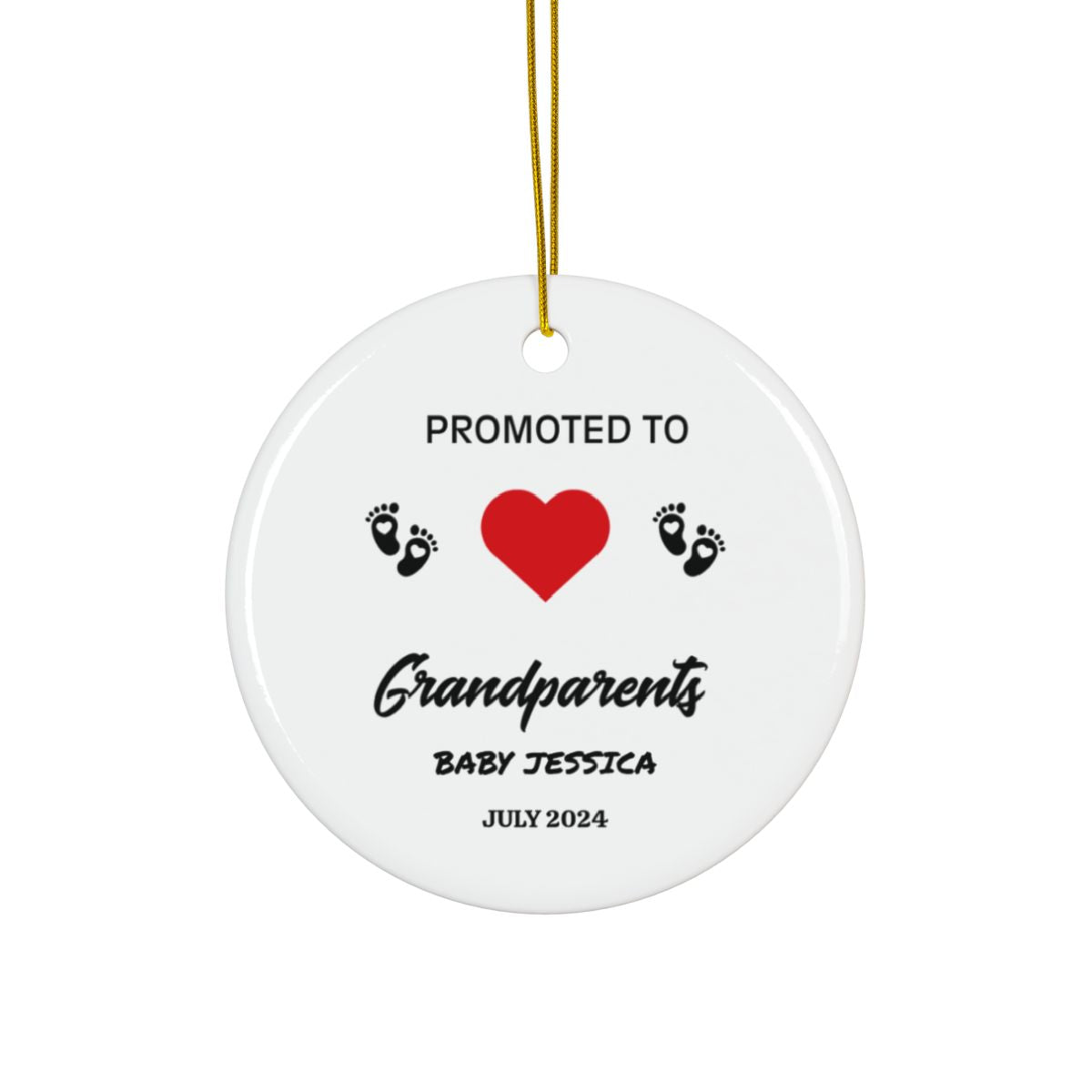 Personalized New Grandparent Ceramic Ornaments, 2-Side Print, (1pc, 3pcs, 5pcs, 10pcs)