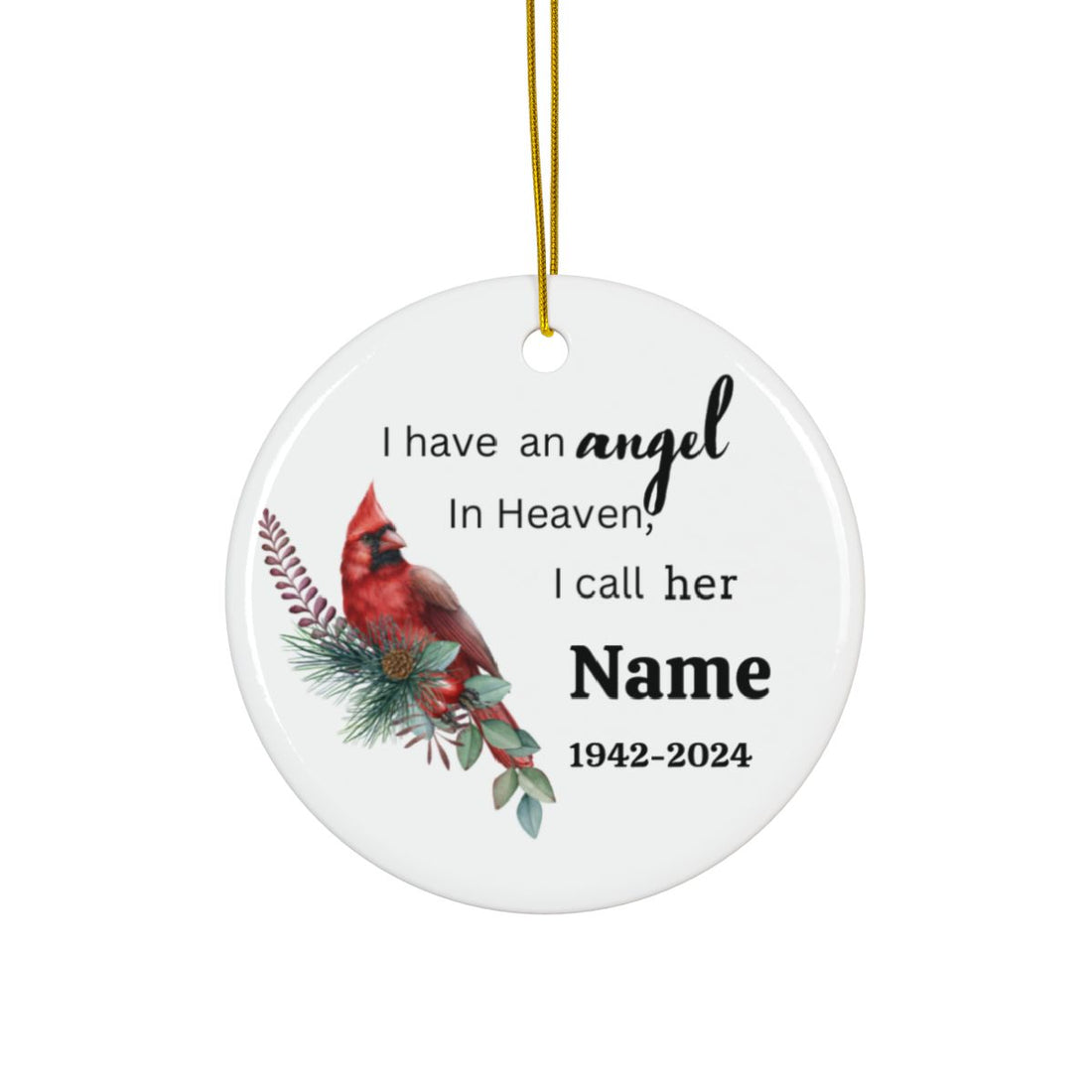 Personalized Angel Ceramic Ornaments, 2-Side Print, (1pc, 3pcs, 5pcs, 10pcs)