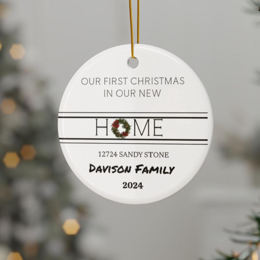 Personalized First Christmas New Home  Ceramic Ornaments, 2-Side Print, (1pc, 3pcs, 5pcs, 10pcs)