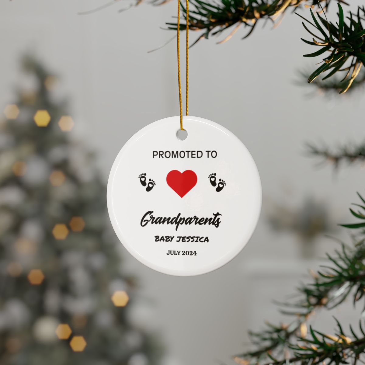 Personalized New Grandparent Ceramic Ornaments, 2-Side Print, (1pc, 3pcs, 5pcs, 10pcs)