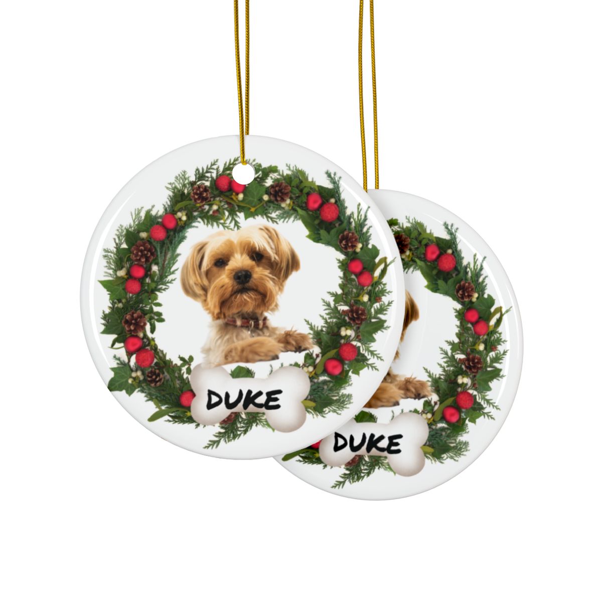 Personalized Family Dog Ceramic Ornaments, 2-Side Print, (1pc, 3pcs, 5pcs, 10pcs)