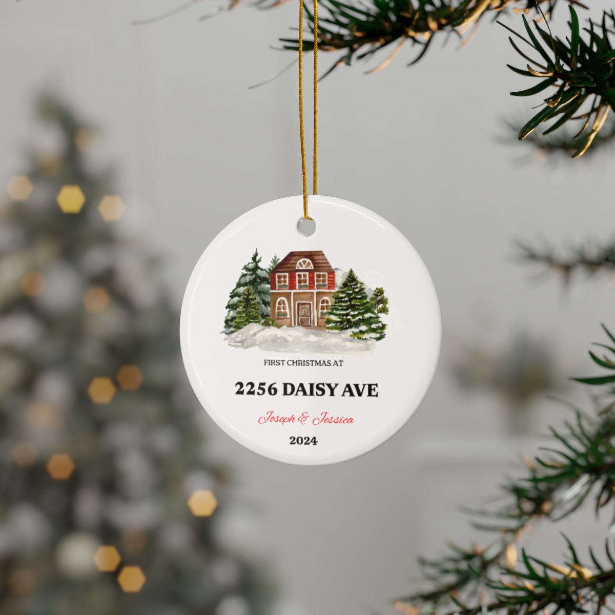 Personalized First Home Ceramic Ornaments, 2-Side Print, (1pc, 3pcs, 5pcs, 10pcs)