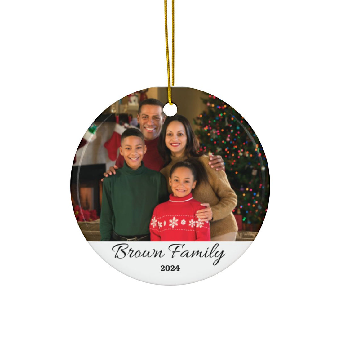 Personalized Family Ceramic Ornaments, 2-Side Print, (1pc, 3pcs, 5pcs, 10pcs)