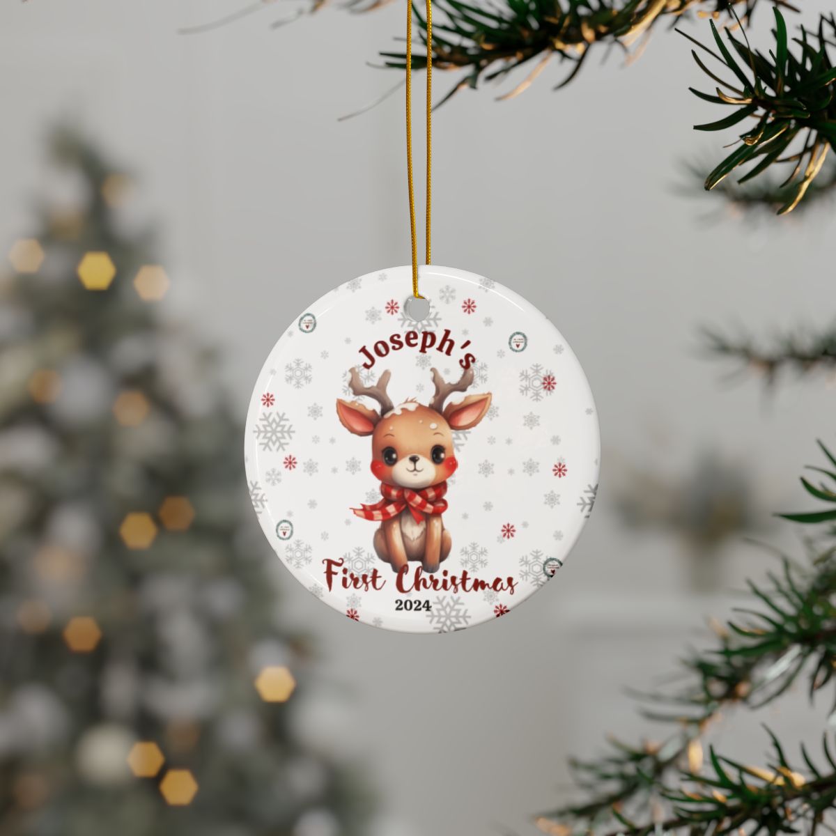 Personalized First Christmas Ceramic Ornaments, 2-Side Print, (1pc, 3pcs, 5pcs, 10pcs)