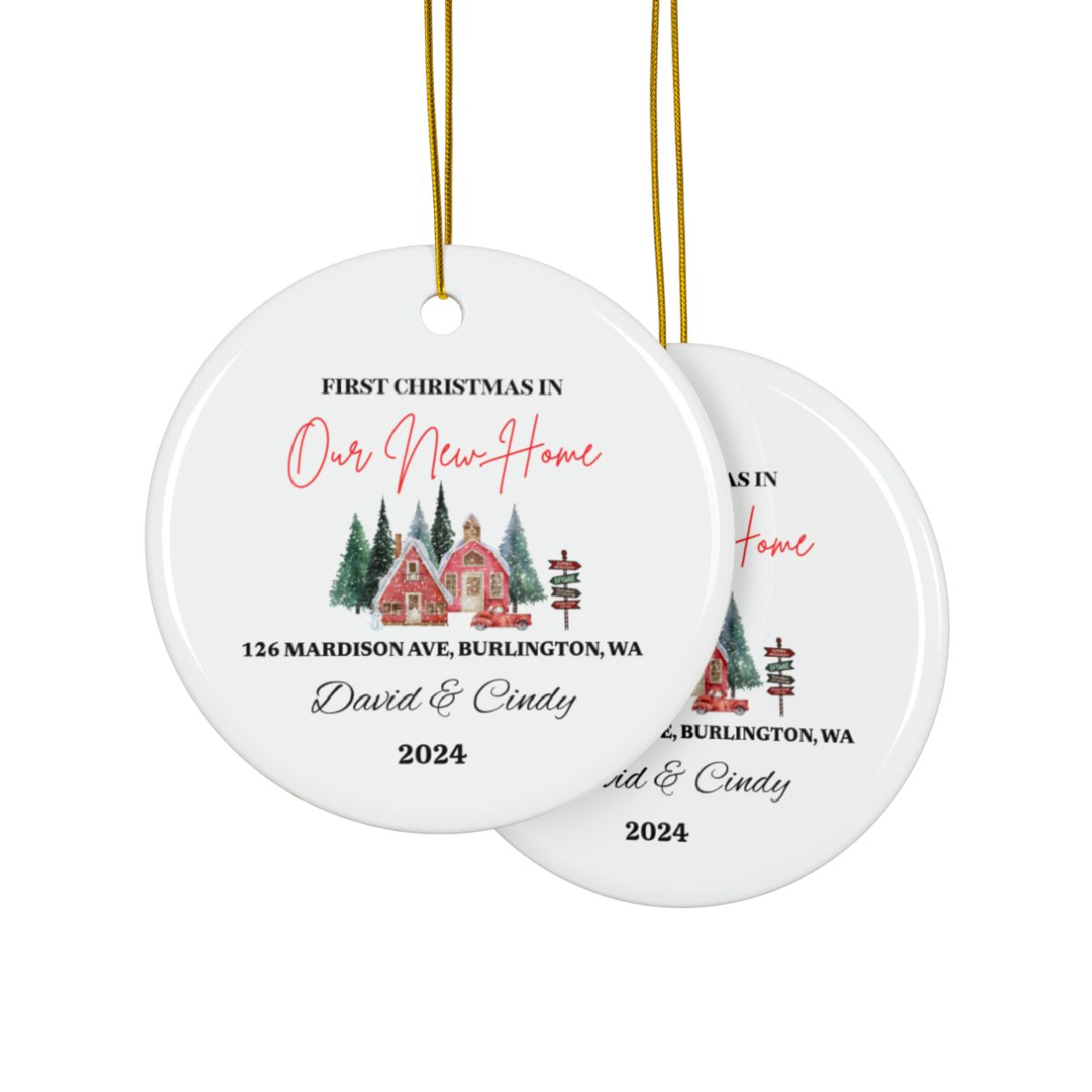 Personalized First Christmas Ceramic Ornaments, 2-Side Print, (1pc, 3pcs, 5pcs, 10pcs)