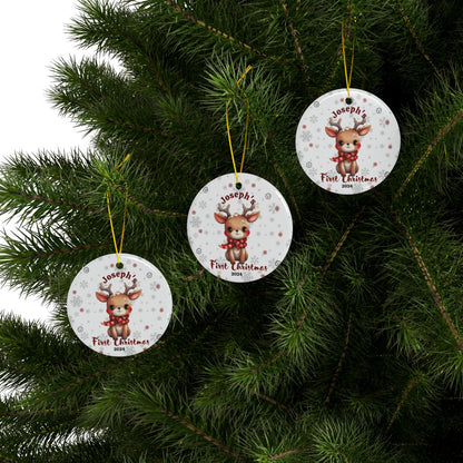 Personalized First Christmas Ceramic Ornaments, 2-Side Print, (1pc, 3pcs, 5pcs, 10pcs)