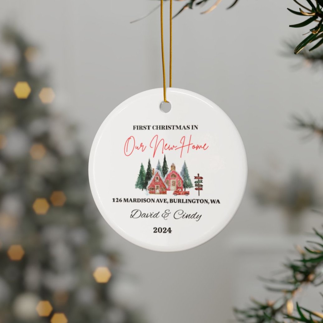 Personalized First Christmas Ceramic Ornaments, 2-Side Print, (1pc, 3pcs, 5pcs, 10pcs)