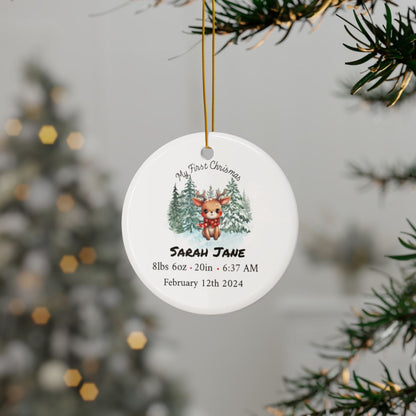 Personalized Birth Stats Christmas Ceramic Ornaments, 2-Side Print, (1pc, 3pcs, 5pcs, 10pcs)