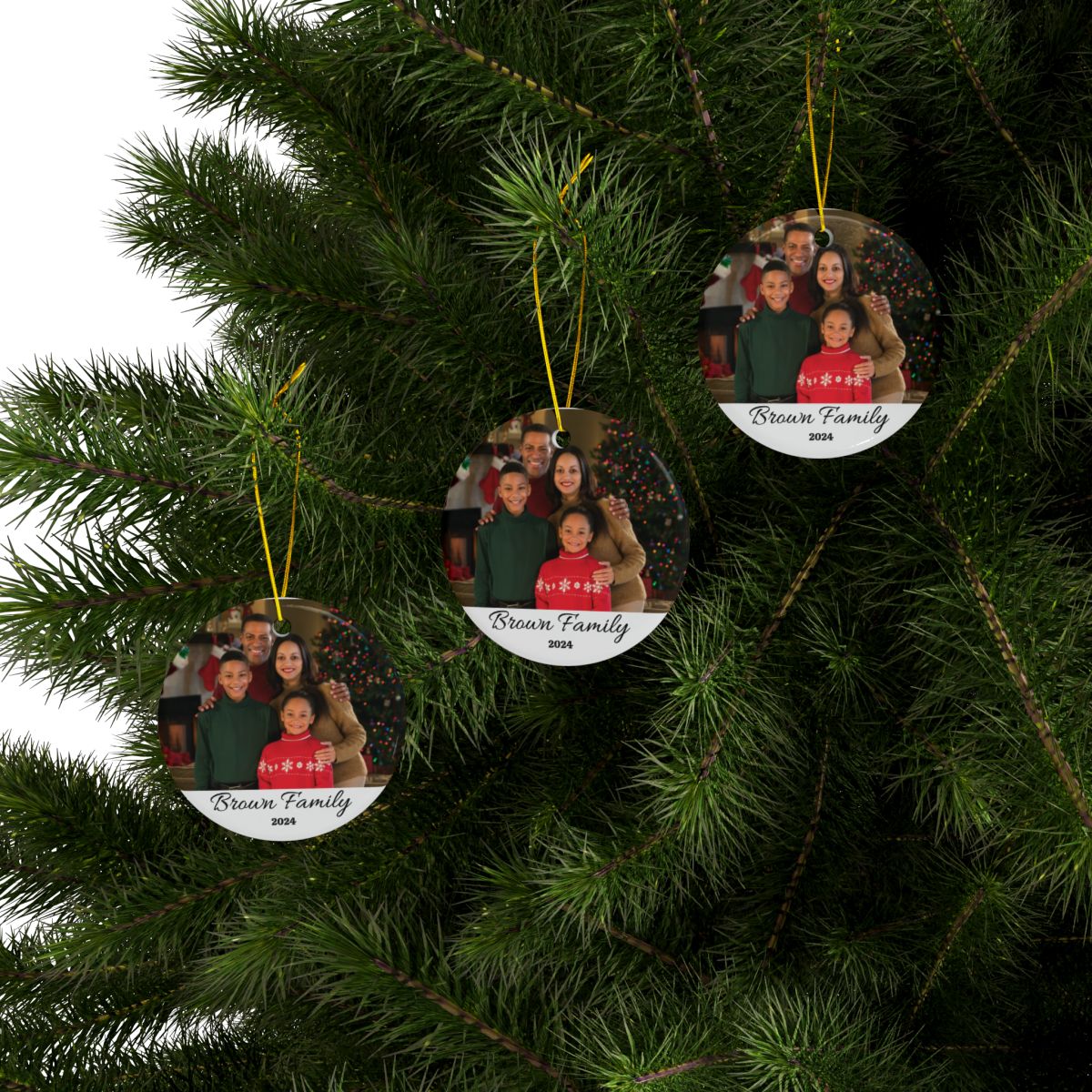 Personalized Family Ceramic Ornaments, 2-Side Print, (1pc, 3pcs, 5pcs, 10pcs)