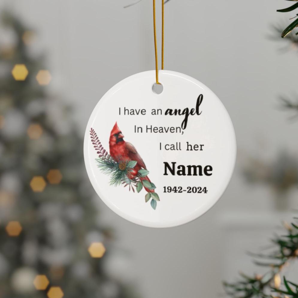 Personalized Angel Ceramic Ornaments, 2-Side Print, (1pc, 3pcs, 5pcs, 10pcs)