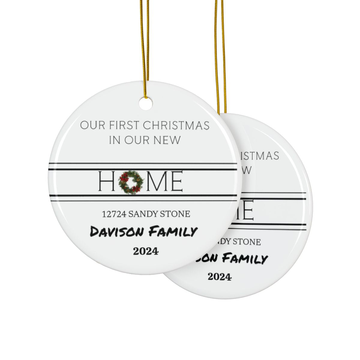 Personalized First Christmas New Home  Ceramic Ornaments, 2-Side Print, (1pc, 3pcs, 5pcs, 10pcs)