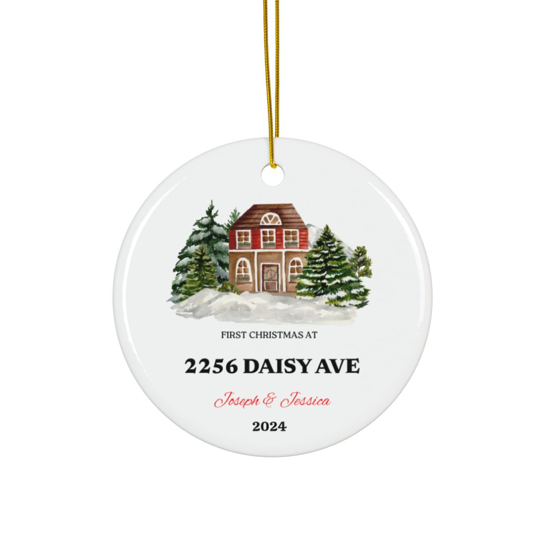 Personalized First Home Ceramic Ornaments, 2-Side Print, (1pc, 3pcs, 5pcs, 10pcs)