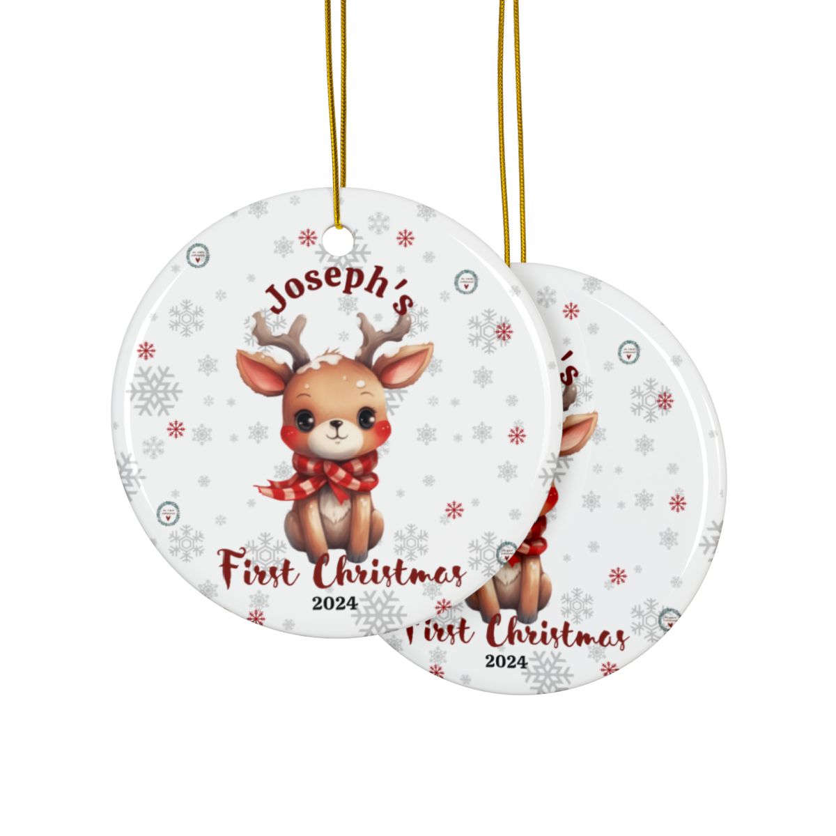 Personalized First Christmas Ceramic Ornaments, 2-Side Print, (1pc, 3pcs, 5pcs, 10pcs)