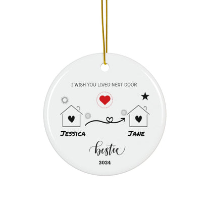 Personalized To my Bestie Ceramic Ornaments, 2-Side Print, (1pc, 3pcs, 5pcs, 10pcs)