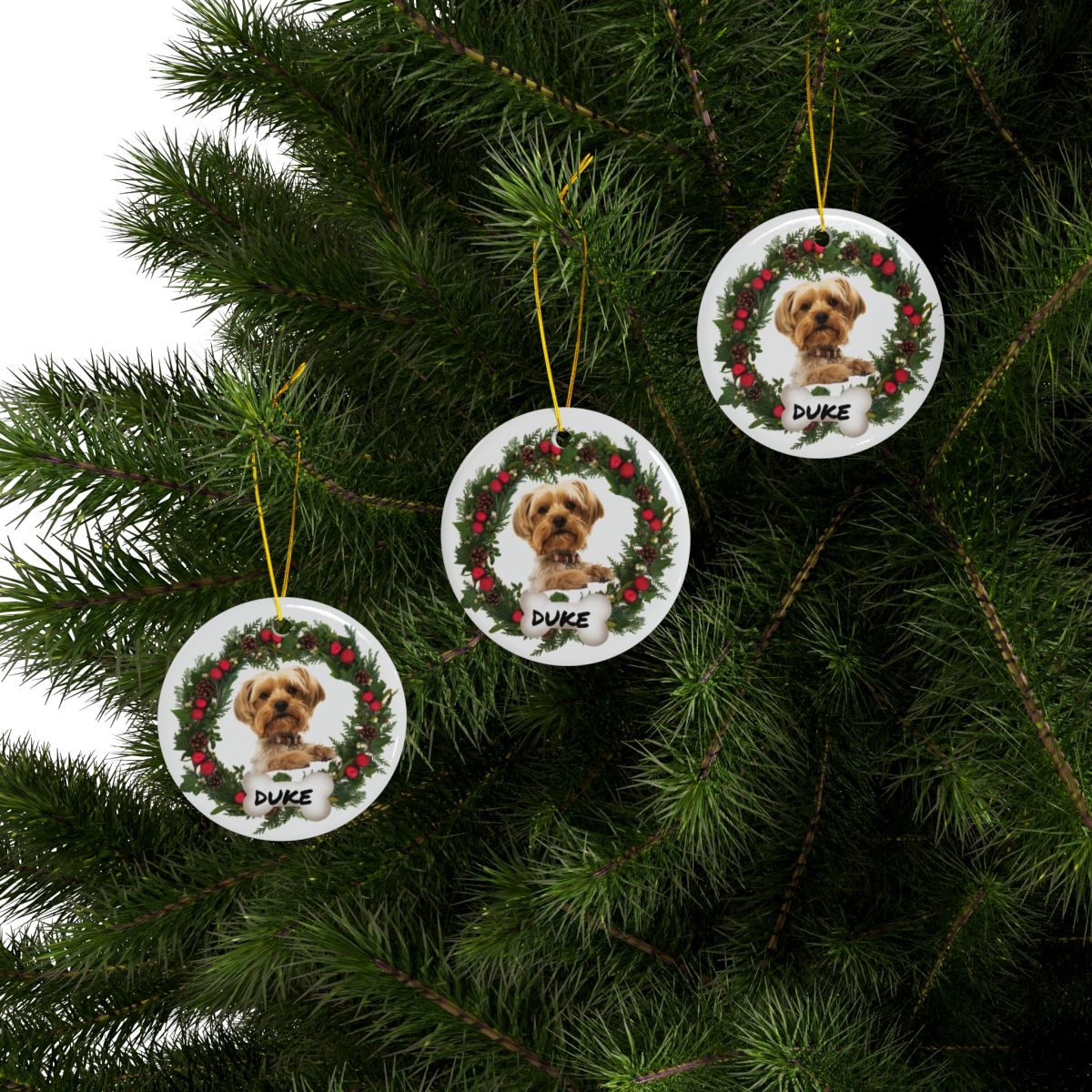 Personalized Family Dog Ceramic Ornaments, 2-Side Print, (1pc, 3pcs, 5pcs, 10pcs)