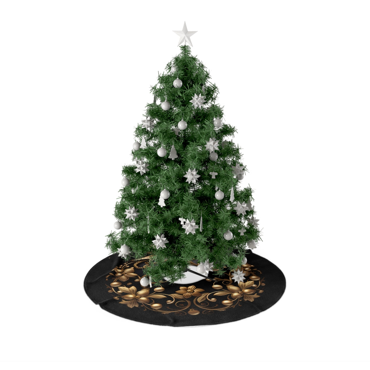 Black and Gold Ornament Christmas Tree Skirts