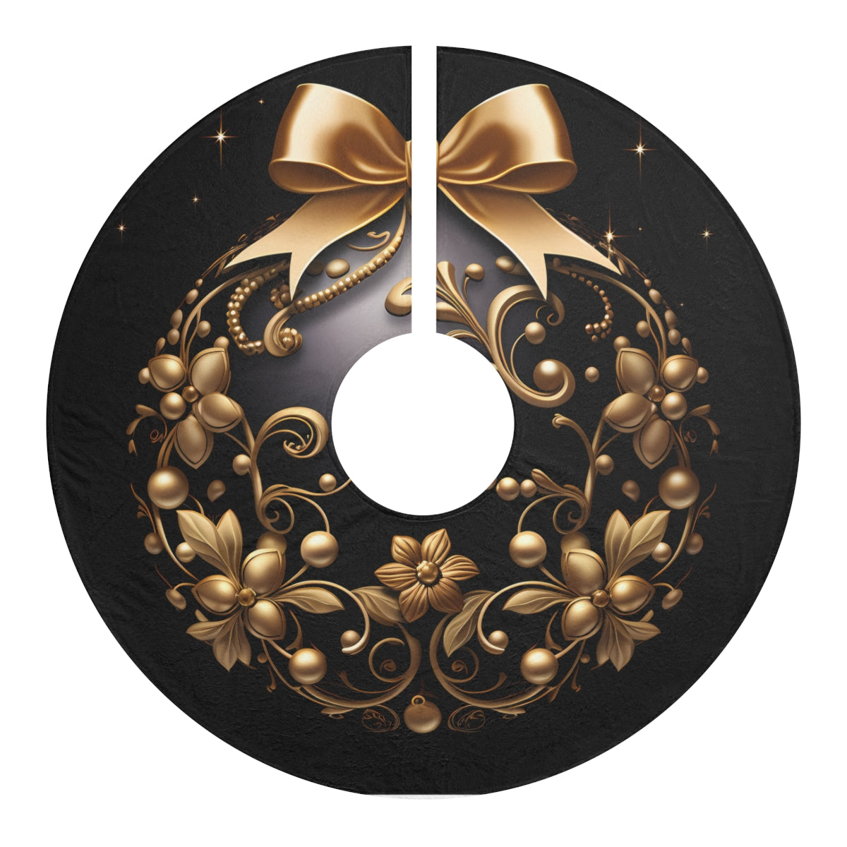 Black and Gold Ornament Christmas Tree Skirts