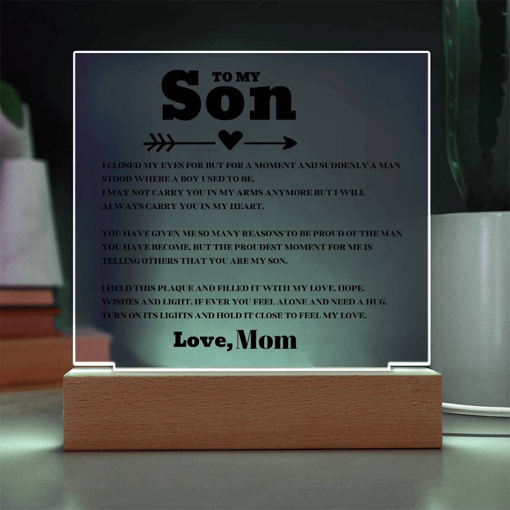 Perfect Gift for Son- Acrylic Square and Heart Plaque