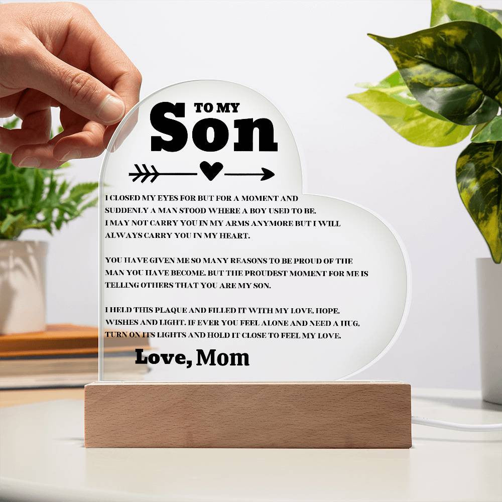 Perfect Gift for Son- Acrylic Square and Heart Plaque