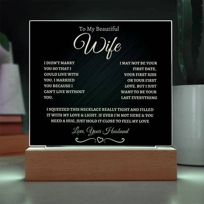 To my beautiful wife- Acrylic Square Plaque