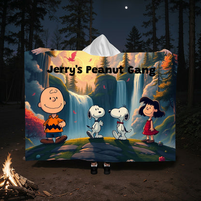 Personalized Peanut Gang Snoopy Hooded Sherpa Fleece Blanket