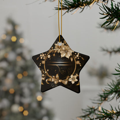 Black and Gold Multi Design Decorative Ceramic Ornaments, Double-Sided (1pc, 3pcs, 5pcs, 10pcs)