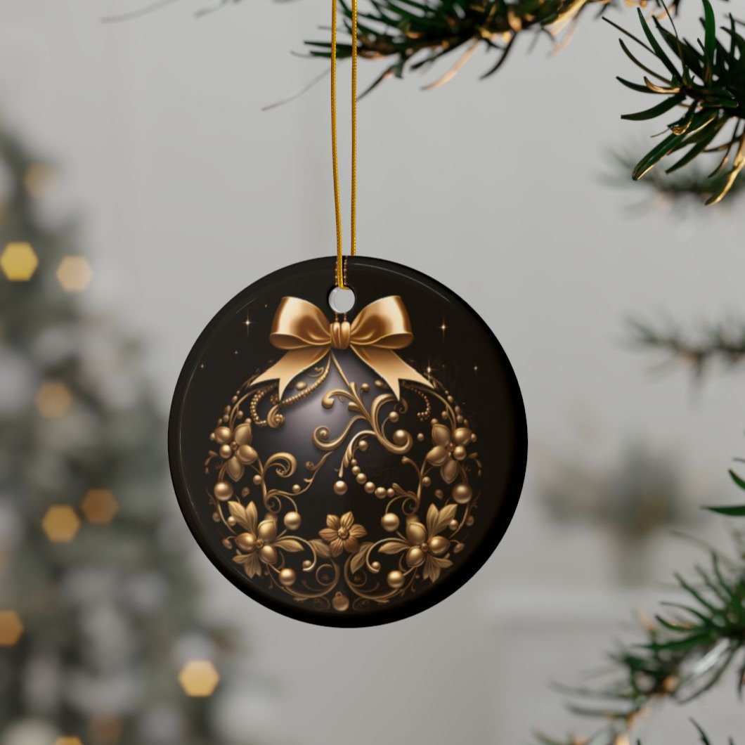 Black and Gold Decorative Ceramic Ornaments, Double-Sided (1pc, 3pcs, 5pcs, 10pcs)