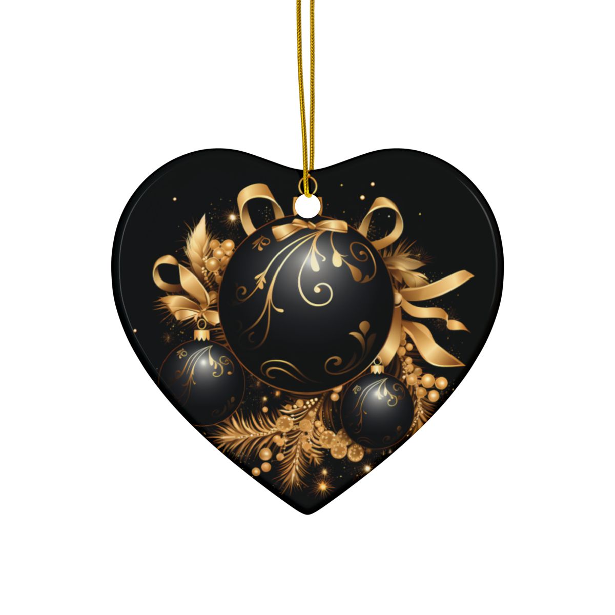 Black and Gold Multi Design Decorative Ceramic Ornaments, Double-Sided (1pc, 3pcs, 5pcs, 10pcs)