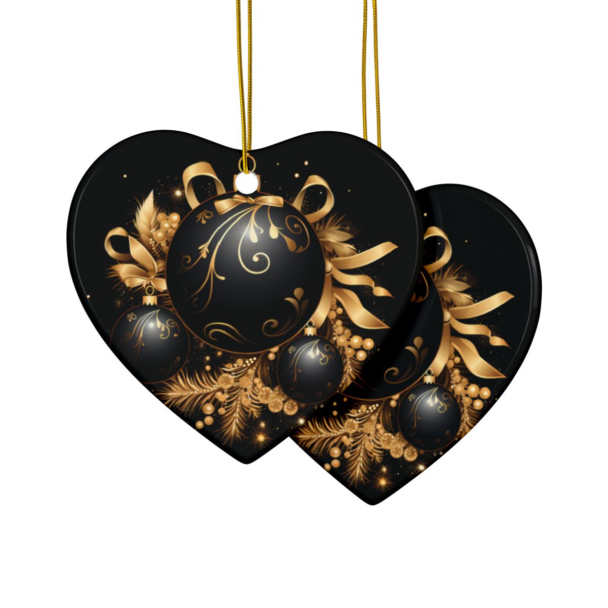 Black and Gold Multi Design Decorative Ceramic Ornaments, Double-Sided (1pc, 3pcs, 5pcs, 10pcs)