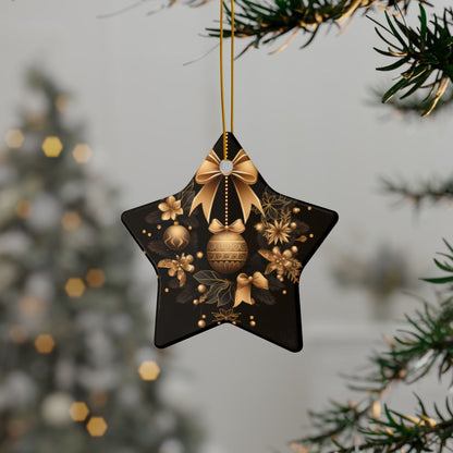 Black and Gold Multi Design Decorative Ceramic Ornaments, Double-Sided (1pc, 3pcs, 5pcs, 10pcs)