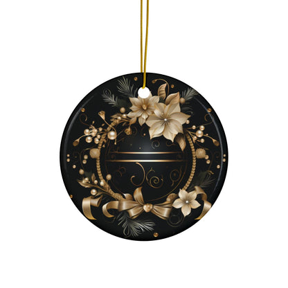 Black and Gold Multi Design Decorative Ceramic Ornaments, Double-Sided (1pc, 3pcs, 5pcs, 10pcs)