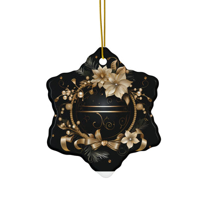 Black and Gold Multi Design Decorative Ceramic Ornaments, Double-Sided (1pc, 3pcs, 5pcs, 10pcs)