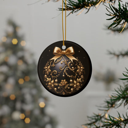 Black and Gold Decorative Ceramic Ornaments, Double-Sided (1pc, 3pcs, 5pcs, 10pcs)