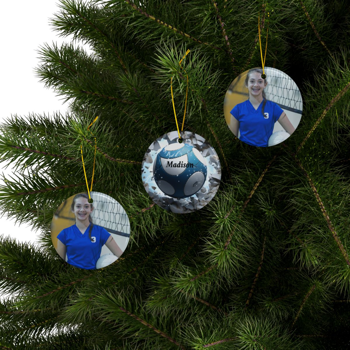 Custom Kid Photo And Sport Ornament - Personalized Two-Sided Decorative Ceramic Ornaments, Double-Sided (1pc, 3pcs, 5pcs, 10pcs)