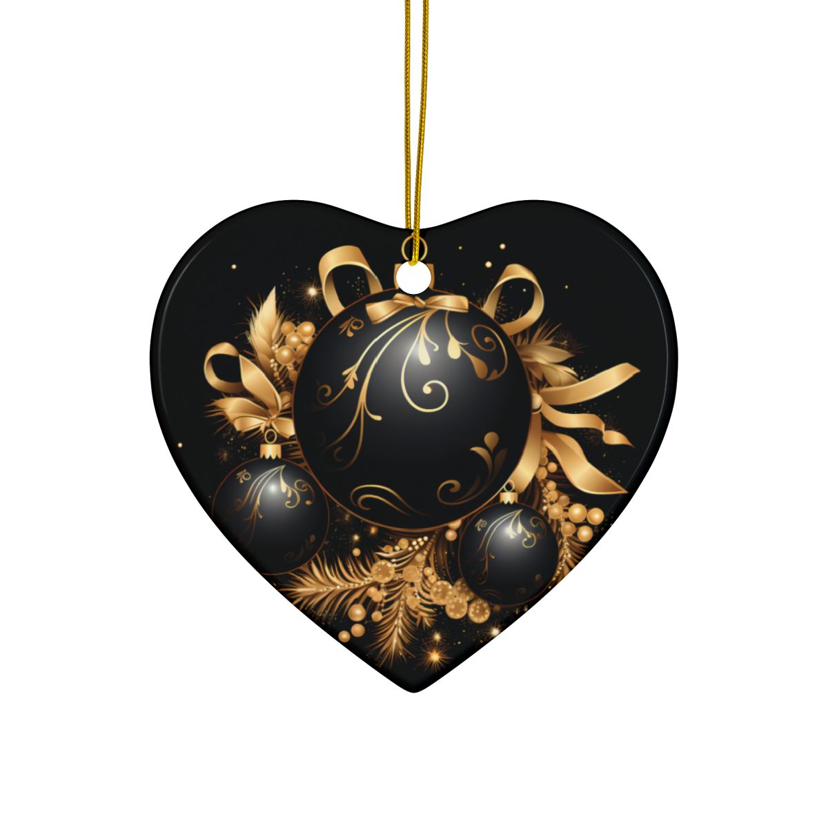 Black and Gold Multi Design Decorative Ceramic Ornaments, Double-Sided (1pc, 3pcs, 5pcs, 10pcs)