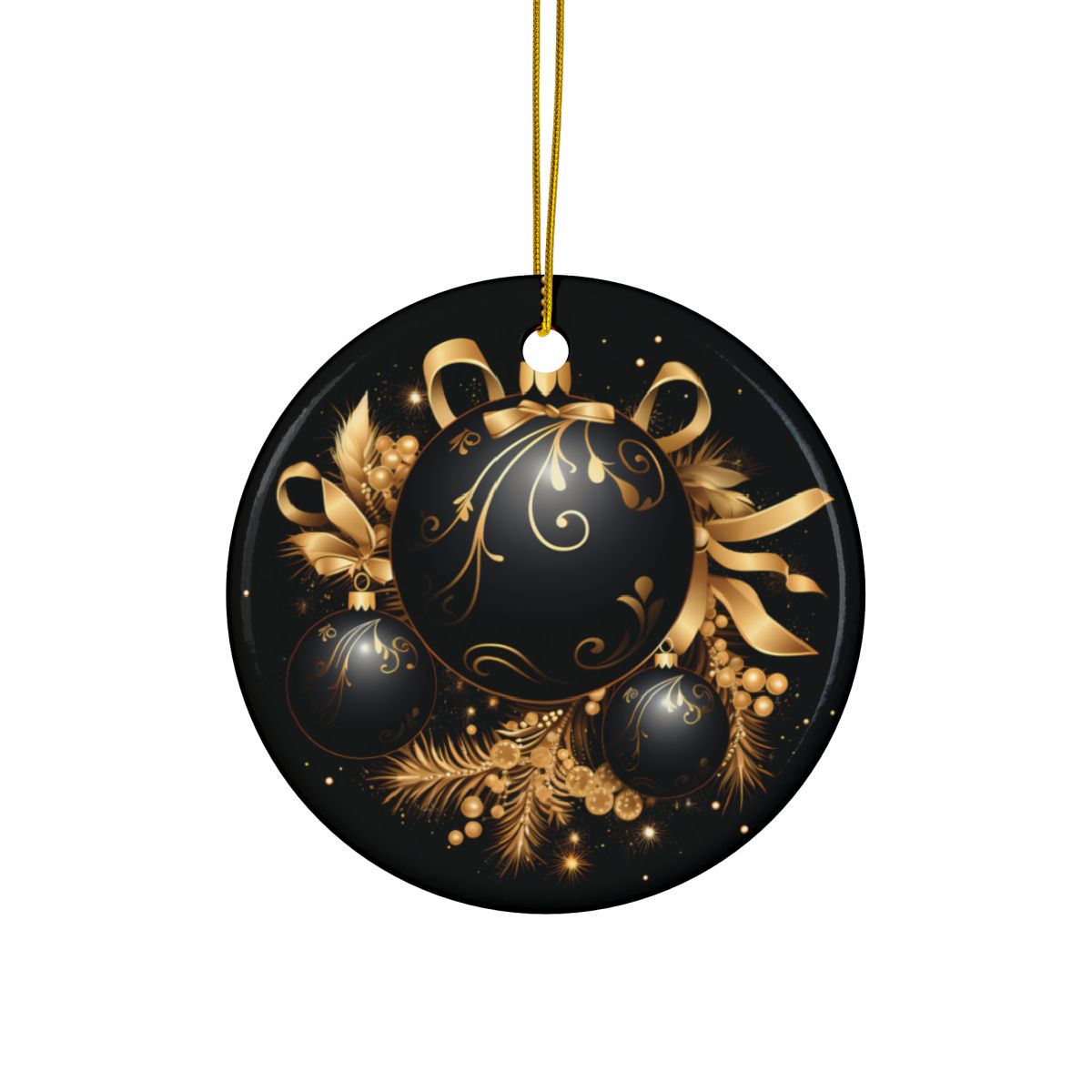 Black and Gold Multi Design Decorative Ceramic Ornaments, Double-Sided (1pc, 3pcs, 5pcs, 10pcs)