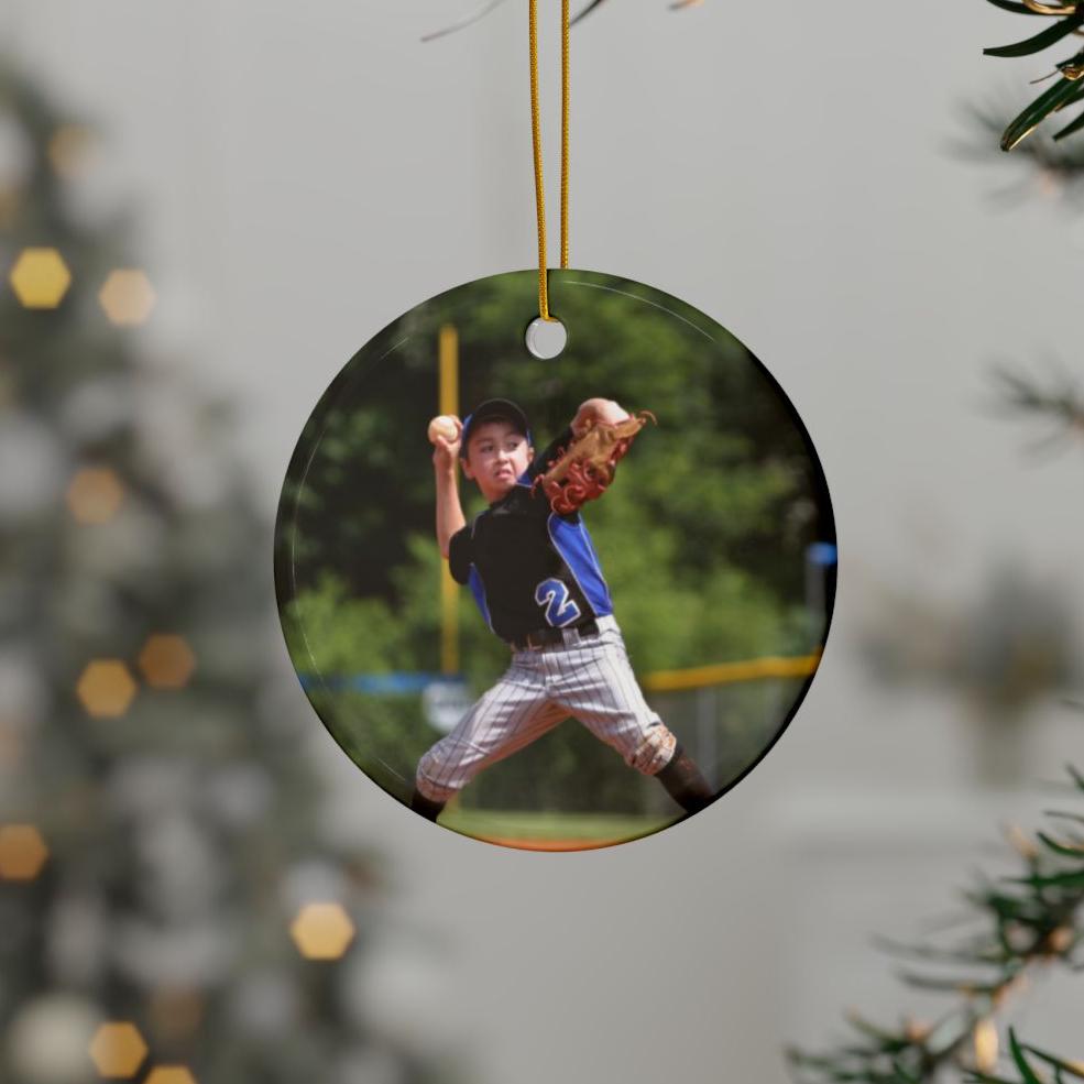 Custom Kid Photo And Sport Ornament - Personalized Two-Sided Decorative Ceramic Ornaments, Double-Sided (1pc, 3pcs, 5pcs, 10pcs)