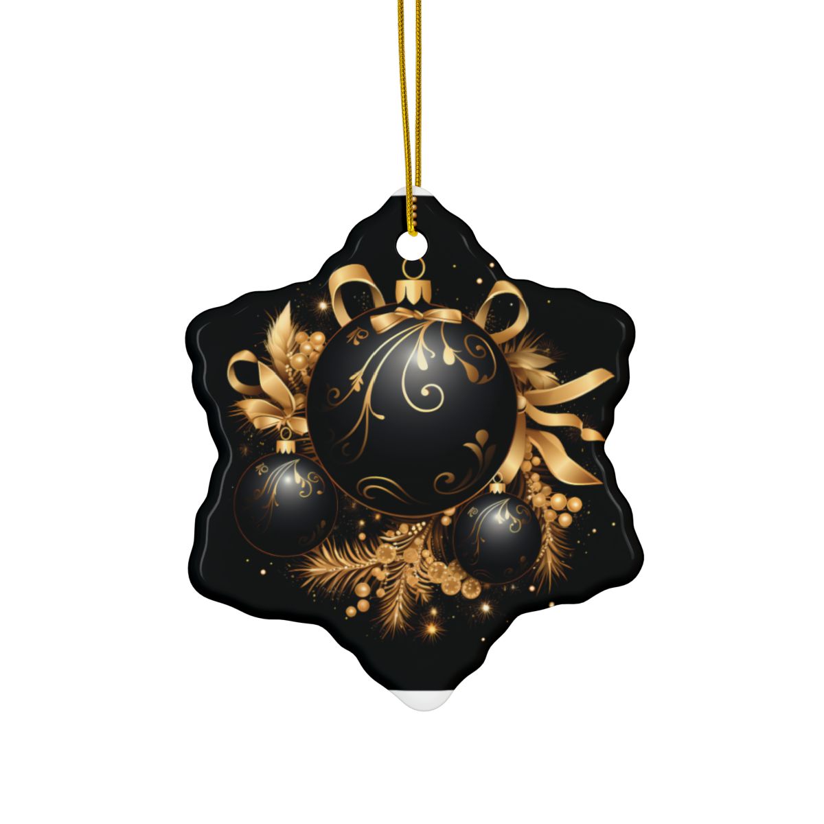 Black and Gold Multi Design Decorative Ceramic Ornaments, Double-Sided (1pc, 3pcs, 5pcs, 10pcs)