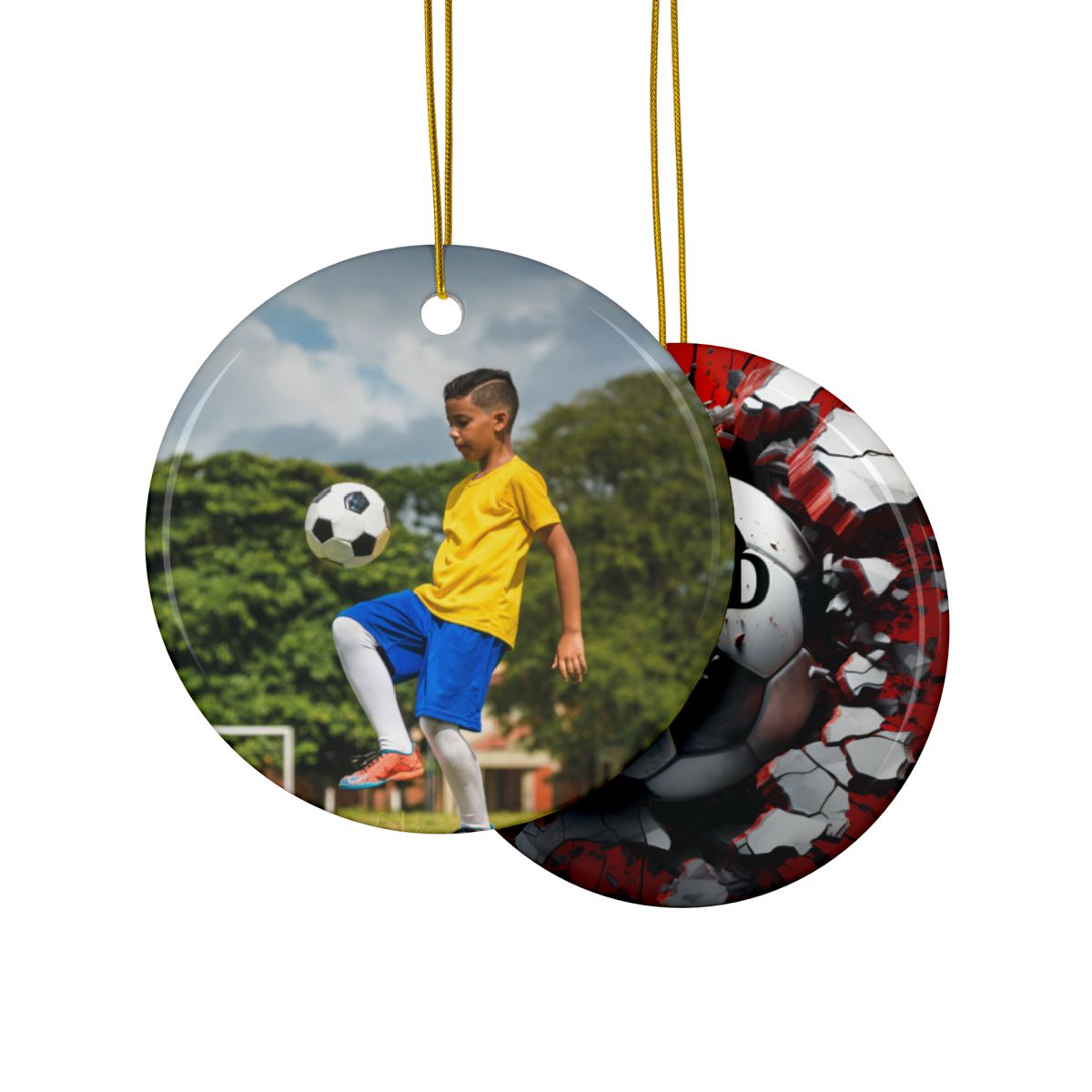 Custom Kid Photo And Sport Ornament - Personalized Two-Sided Decorative Ceramic Ornaments, Double-Sided (1pc, 3pcs, 5pcs, 10pcs) Regular price