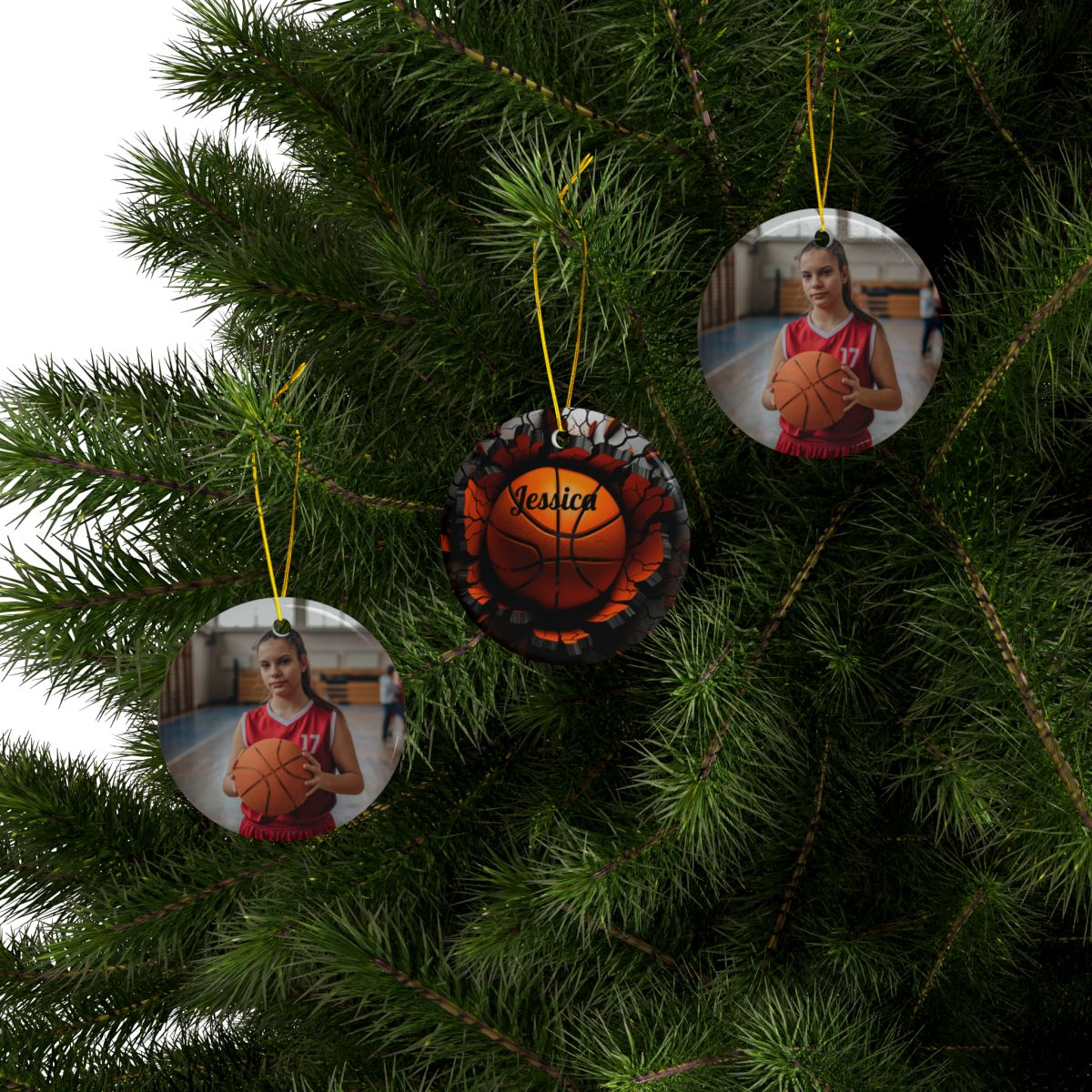 Custom Kid Photo And Sport Ornament - Personalized Two-Sided Decorative Ceramic Ornaments, Double-Sided (1pc, 3pcs, 5pcs, 10pcs) Regular price