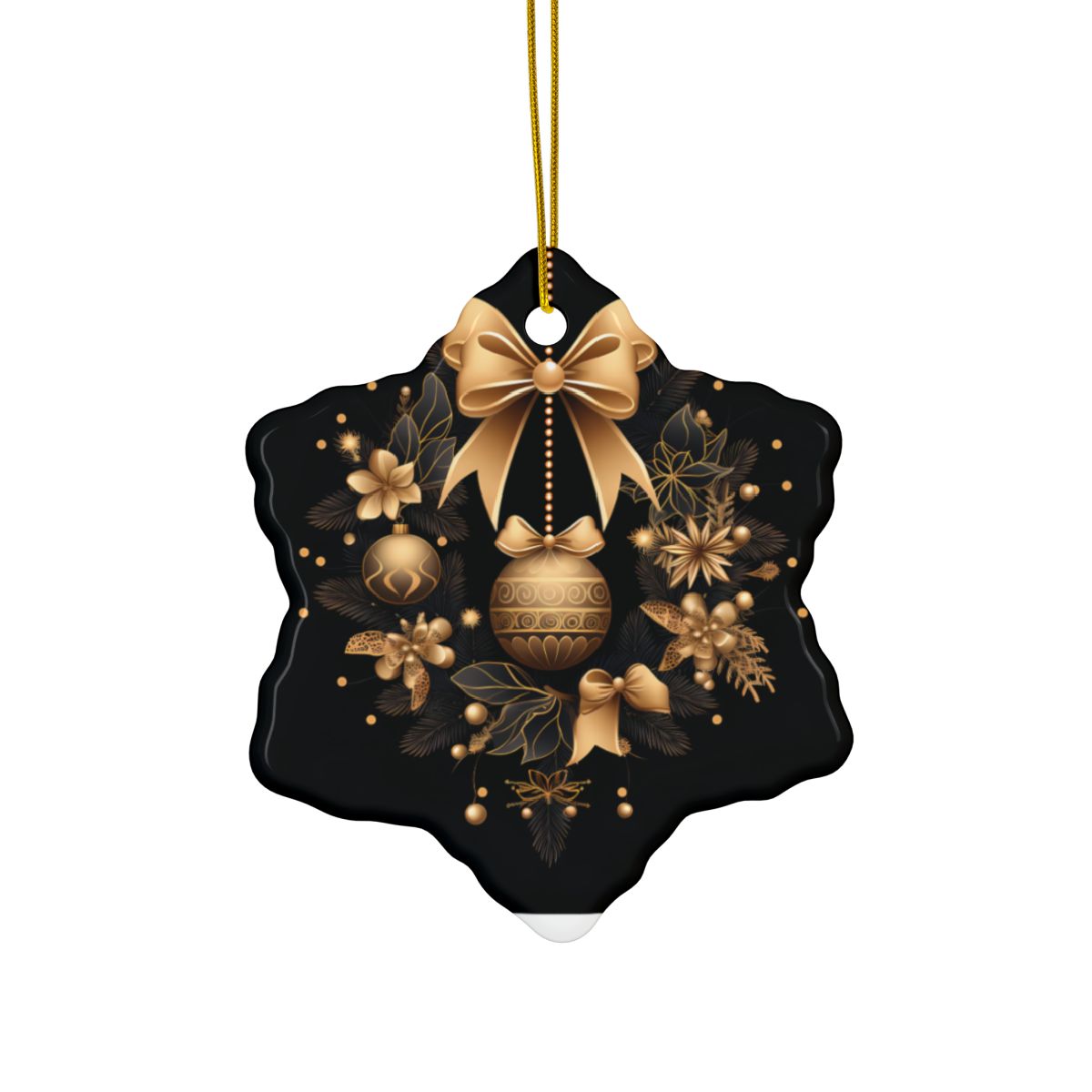 Black and Gold Multi Design Decorative Ceramic Ornaments, Double-Sided (1pc, 3pcs, 5pcs, 10pcs)