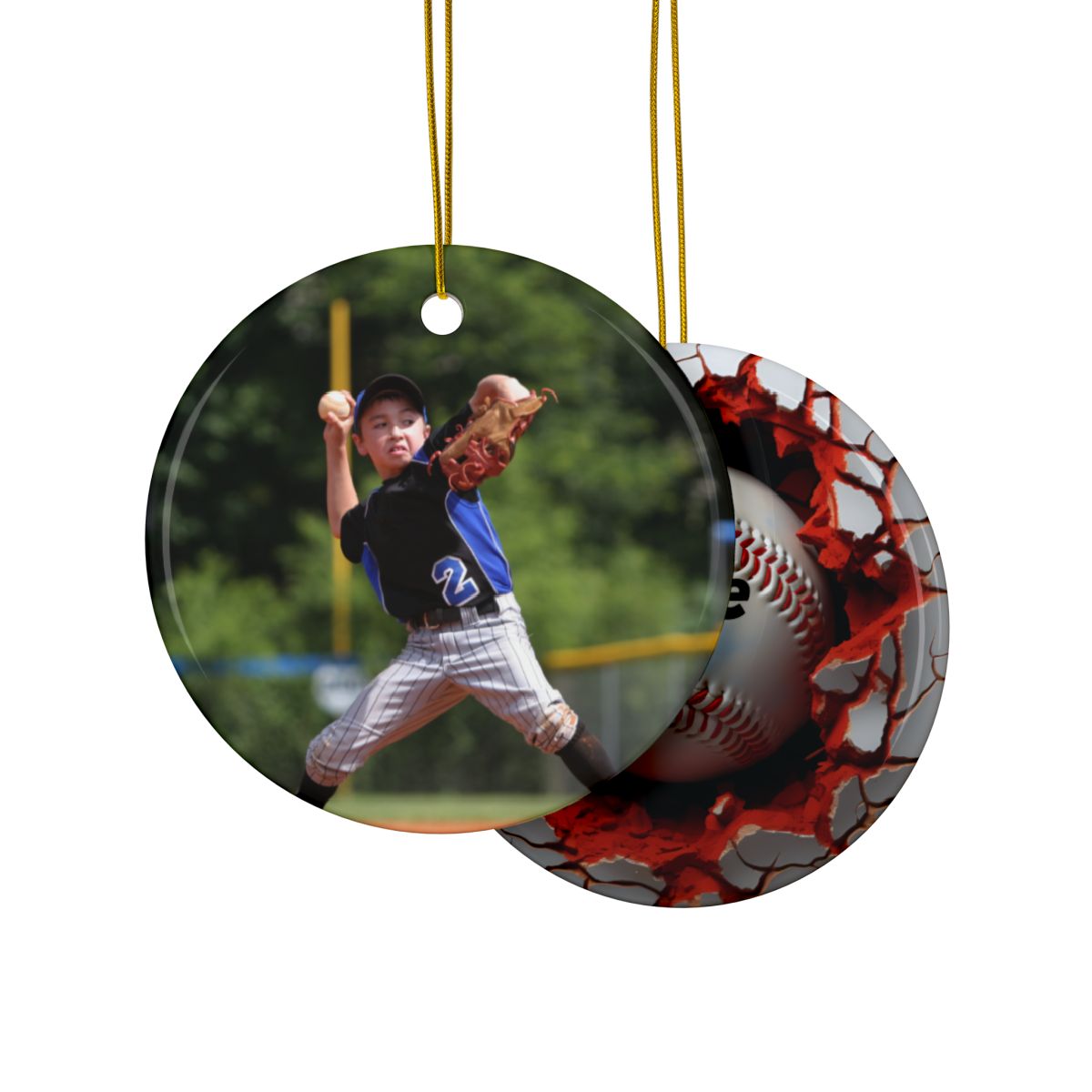 Custom Kid Photo And Sport Ornament - Personalized Two-Sided Decorative Ceramic Ornaments, Double-Sided (1pc, 3pcs, 5pcs, 10pcs)