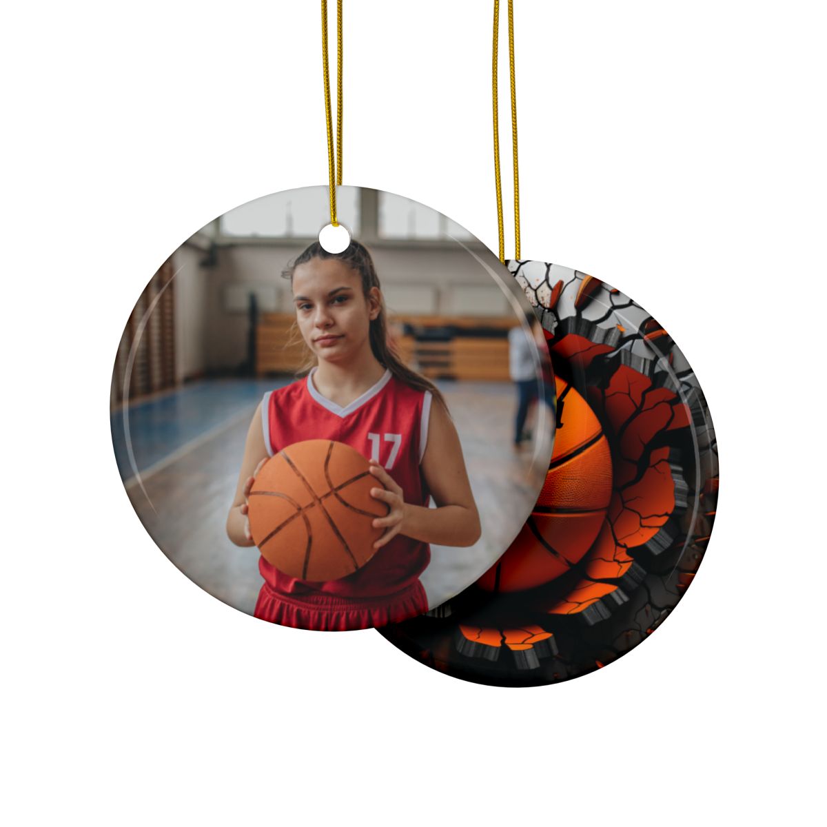 Custom Kid Photo And Sport Ornament - Personalized Two-Sided Decorative Ceramic Ornaments, Double-Sided (1pc, 3pcs, 5pcs, 10pcs) Regular price