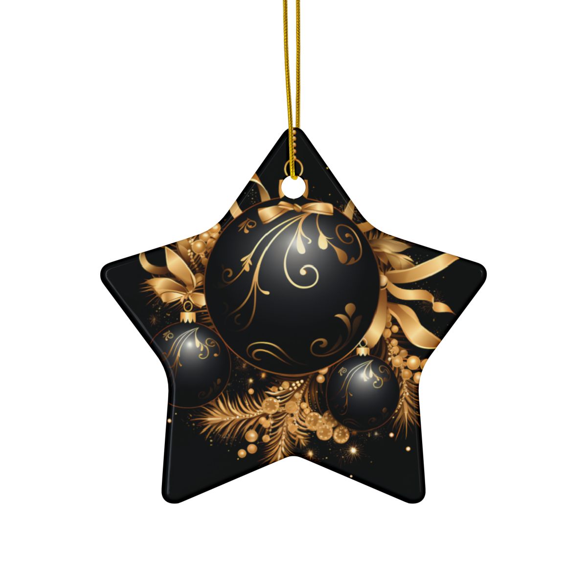 Black and Gold Multi Design Decorative Ceramic Ornaments, Double-Sided (1pc, 3pcs, 5pcs, 10pcs)