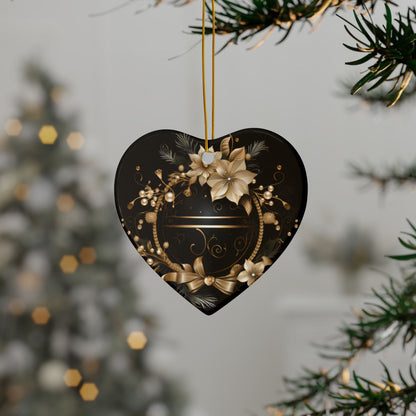 Black and Gold Multi Design Decorative Ceramic Ornaments, Double-Sided (1pc, 3pcs, 5pcs, 10pcs)