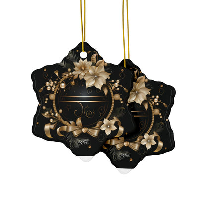 Black and Gold Multi Design Decorative Ceramic Ornaments, Double-Sided (1pc, 3pcs, 5pcs, 10pcs)