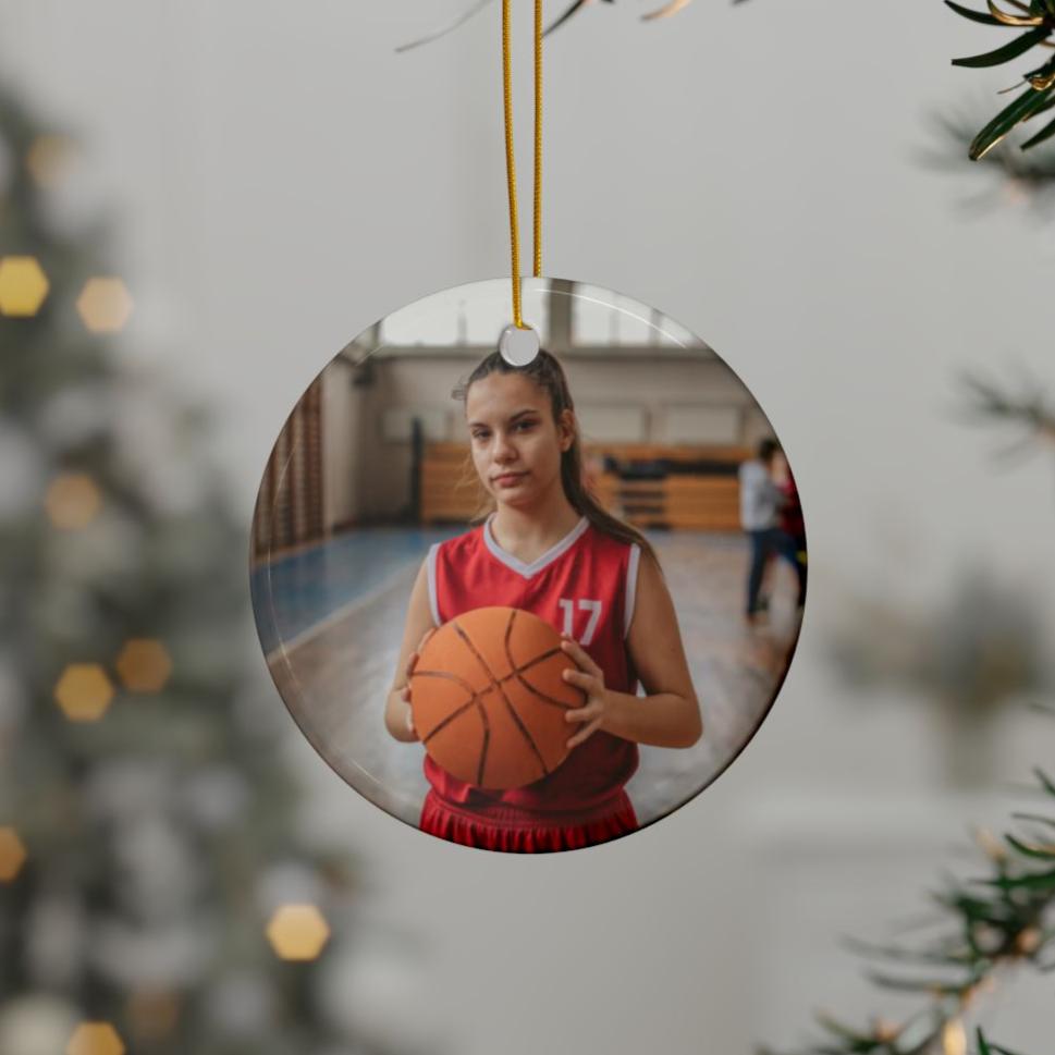 Custom Kid Photo And Sport Ornament - Personalized Two-Sided Decorative Ceramic Ornaments, Double-Sided (1pc, 3pcs, 5pcs, 10pcs) Regular price