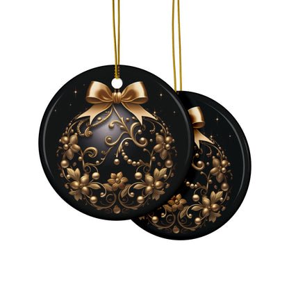 Black and Gold Decorative Ceramic Ornaments, Double-Sided (1pc, 3pcs, 5pcs, 10pcs)